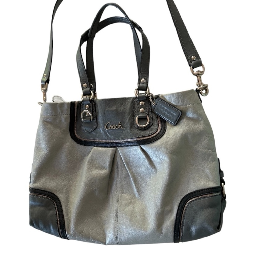 COACH Silver Ashley Handbag Purse.
